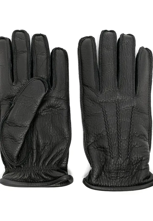 Giorgio Armani grained leather gloves - Svart