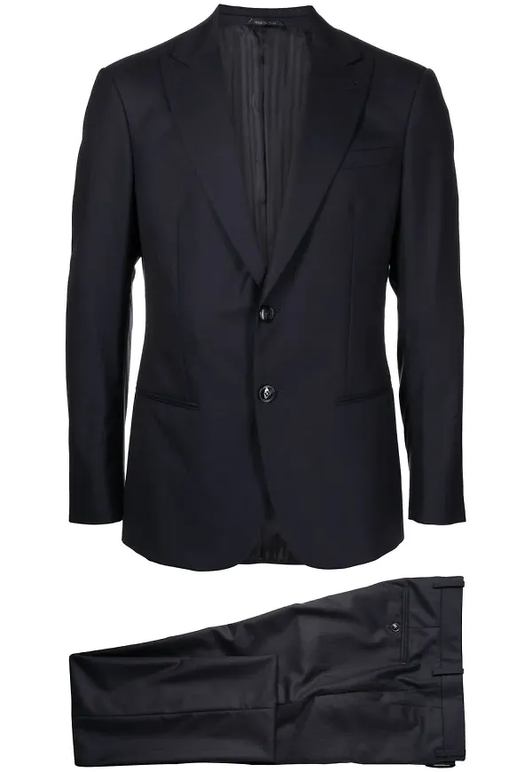 Giorgio Armani herringbone-pattern two-piece suit - Blå