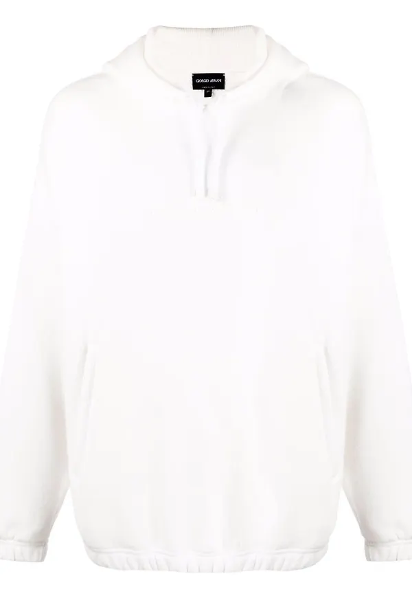 Giorgio Armani hoodie med präglad logotyp - Vit