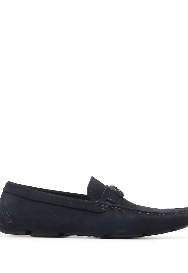 Giorgio Armani loafers med logotypspänne - Blå
