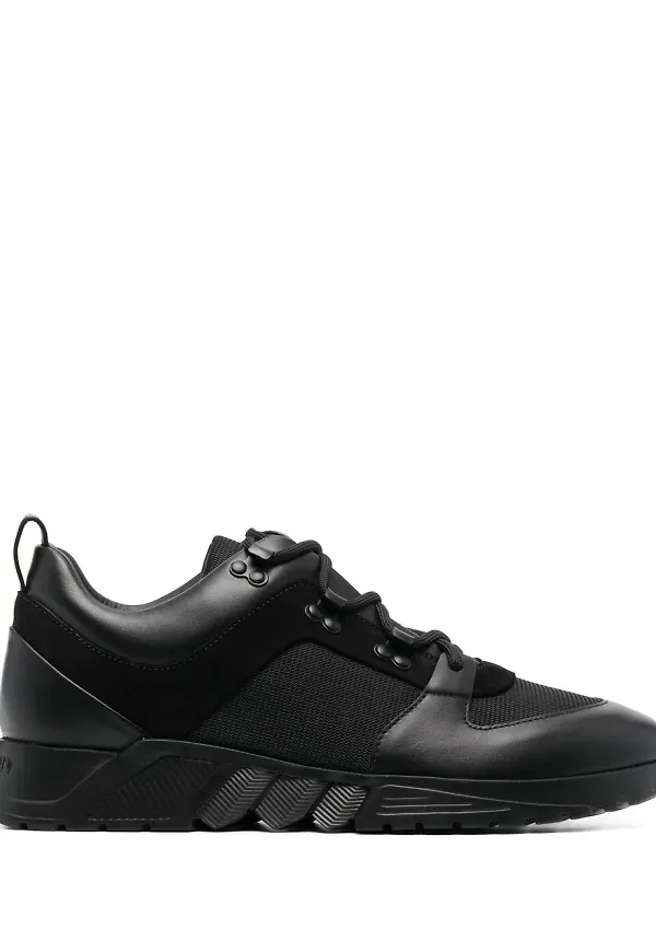 Giorgio Armani låga lädersneakers - Svart
