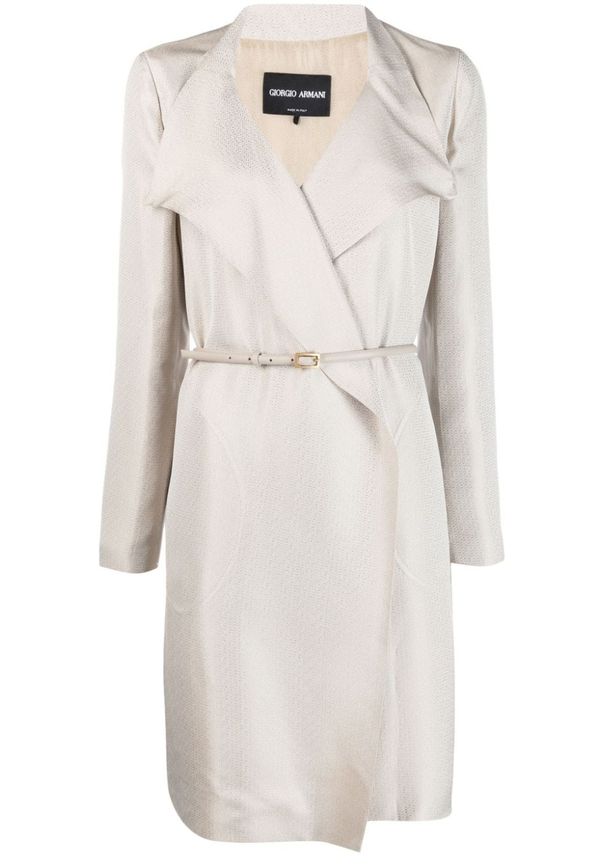 Giorgio Armani midikappa med bälte - Neutral