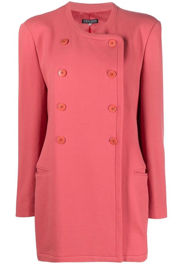 Giorgio Armani Pre-Owned kraglös dubbelknäppt jacka - Rosa