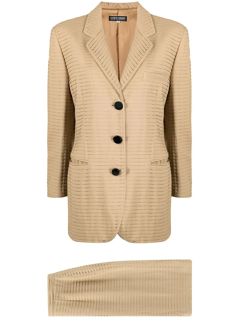 Giorgio Armani Pre-Owned ribbad kostym från 1990-talet - Neutral