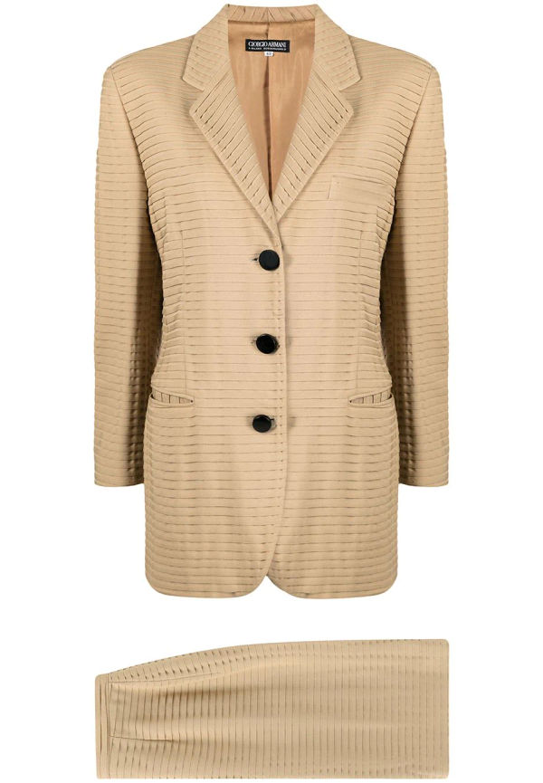 Giorgio Armani Pre-Owned ribbad kostym från 1990-talet - Neutral