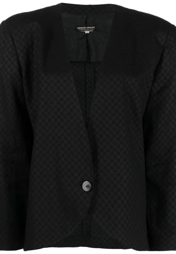 Giorgio Armani Pre-Owned rutig enkelknäppt blazer från 1980-talet - Svart
