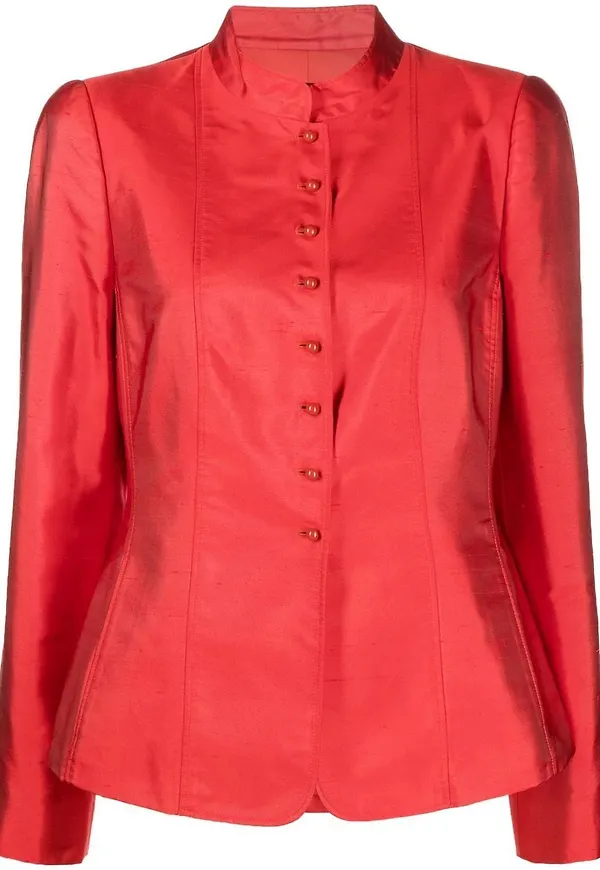 Giorgio Armani Pre-Owned skjorta med halvpolokrage från 2000-talet - Röd