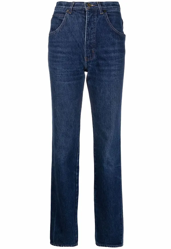 Giorgio Armani Pre-Owned straight-jeans med hög midja från 1980-talet - Blå