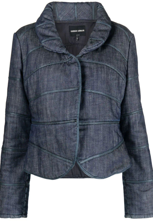 Giorgio Armani Pre-Owned vadderad jeansjacka från 2000-talet - Blue