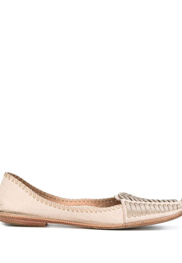 Giorgio Armani Pre-Owned vävda plana ballerinaskor - Neutral