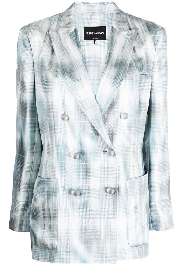Giorgio Armani Prince of Whales sidenblazer - Blå