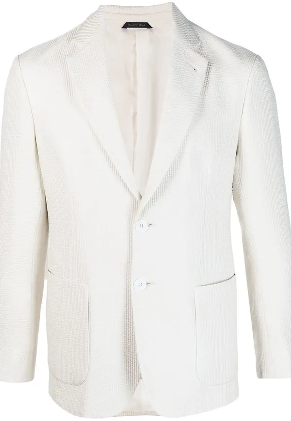 Giorgio Armani ribbad enkelknäppt blazer - Vit
