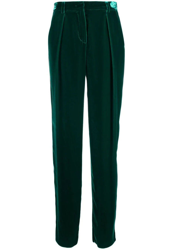 Giorgio Armani sammetsbyxor med hög midja - Grön