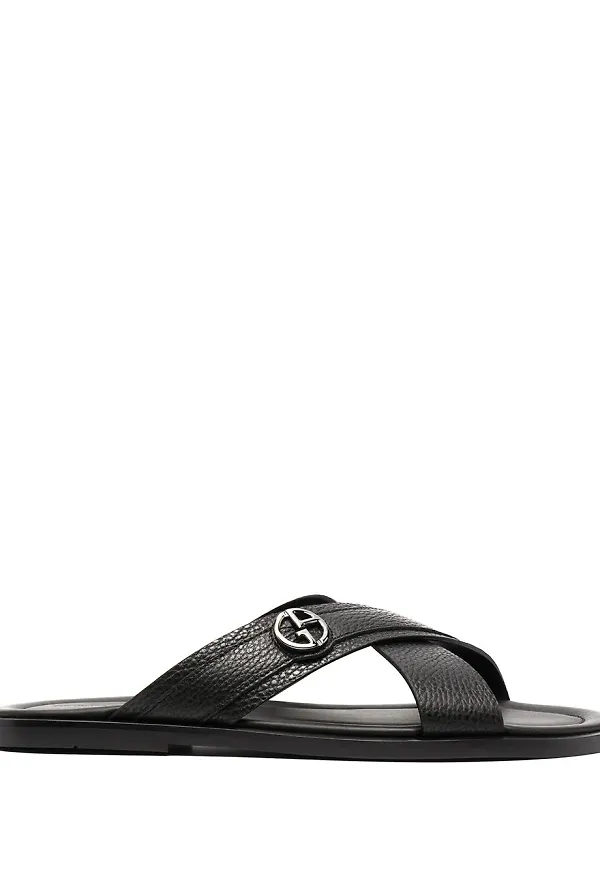 Giorgio Armani sandaler med logotypmärke - Svart