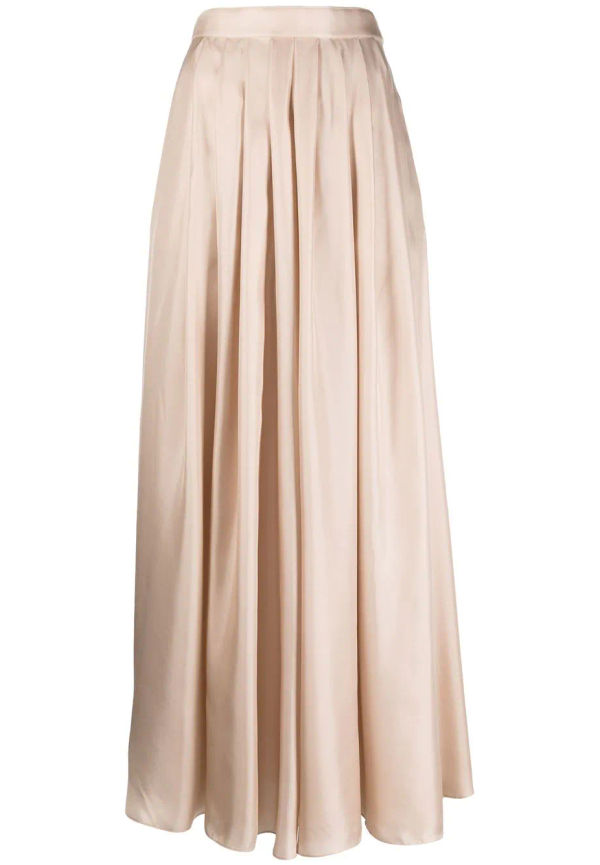 Giorgio Armani satin-finish plisserad midikjol - Neutral