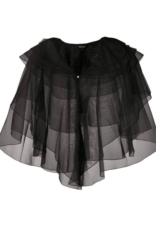Giorgio Armani skiktad ponchojacka - Svart
