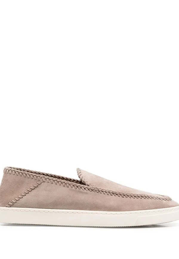 Giorgio Armani slip on-loafers i mocka - Neutral