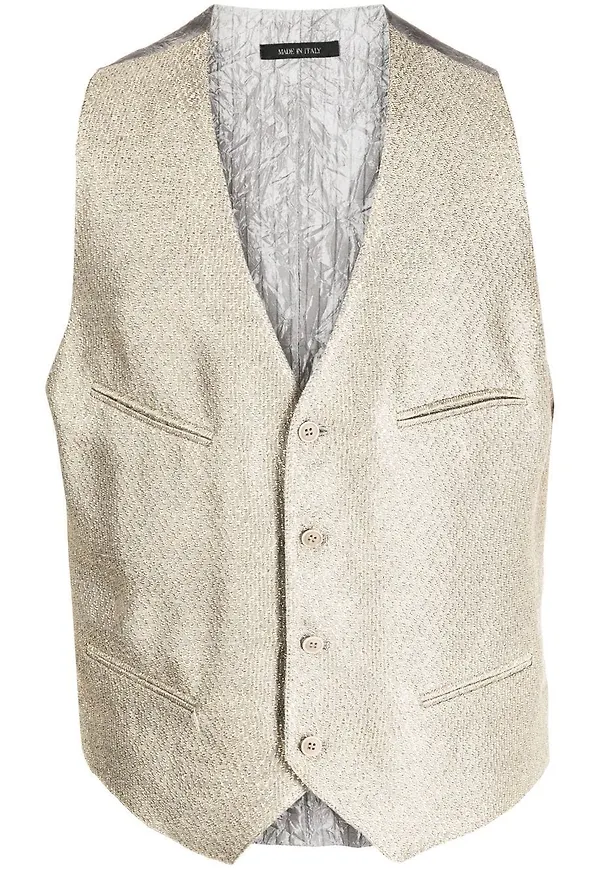 Giorgio Armani v-ringad väst i jacquard - Neutral