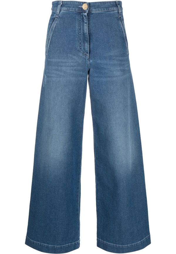 Giorgio Armani vida jeans med osydd fåll - Blå