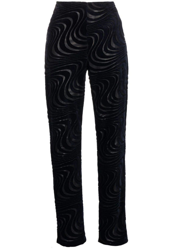 Giorgio Armani wave-print velvet straight trousers - Blå