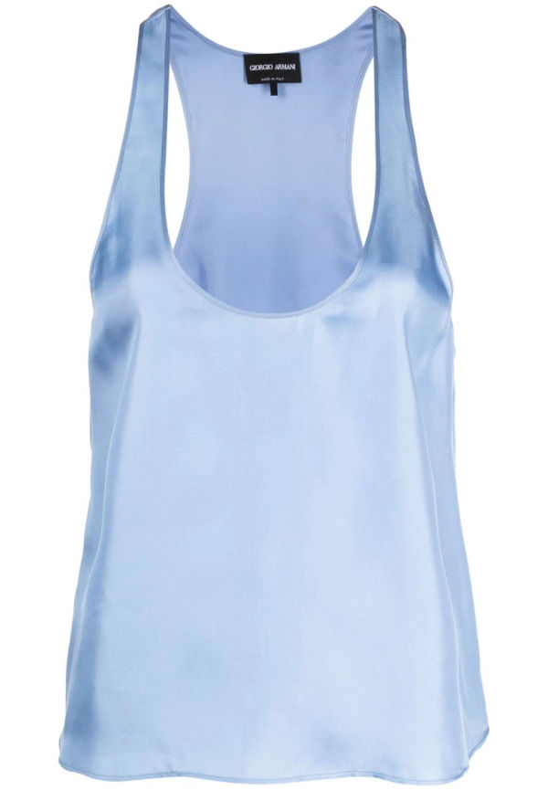 Giorgio Armani ärmlös sidenblus - Blå