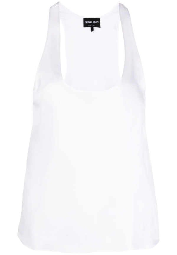 Giorgio Armani ärmlös sidenblus - Vit