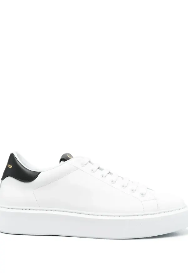 Giuliano Galiano lädersneakers med kontrastdetalj - Vit