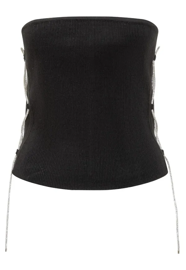Giuseppe Di Morabito, Topp, Dam, S, Svart Ribbad Tight Fit Topp