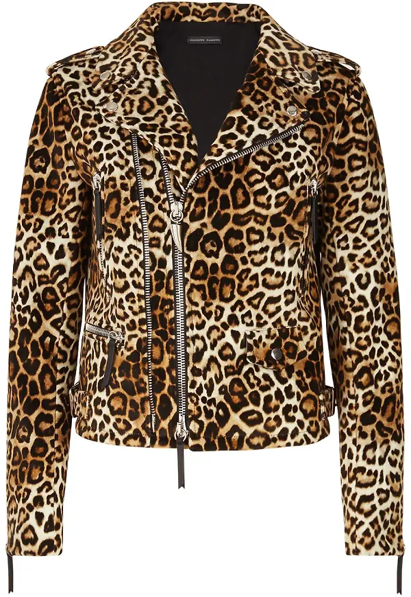 Giuseppe Zanotti Amelia leopardmönstrad bikerjacka - Brun