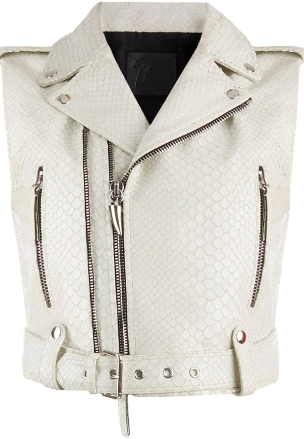 Giuseppe Zanotti Amelia ärmlös bikerjacka - Vit