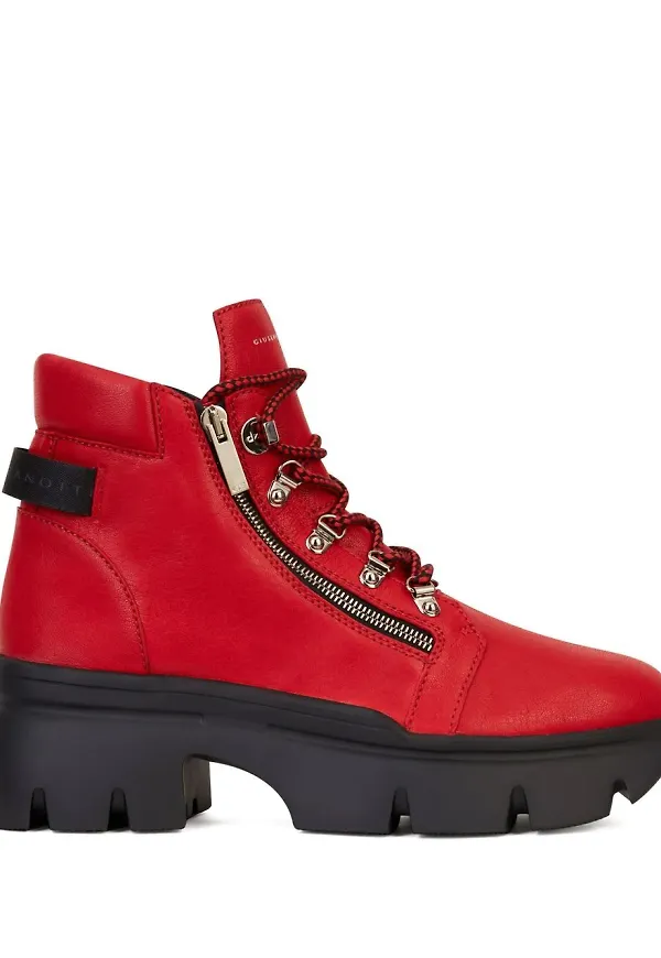 Giuseppe Zanotti Apocalypse Trek stövletter i läder - Röd