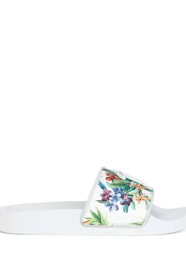 Giuseppe Zanotti badtofflor med blommig logotyp - Vit