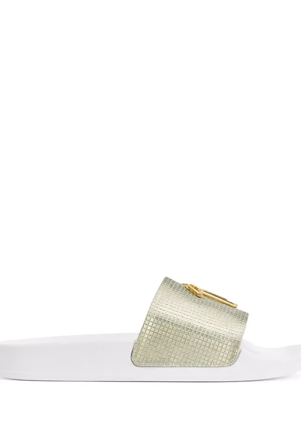 Giuseppe Zanotti badtofflor med logotypplakett - Metallic