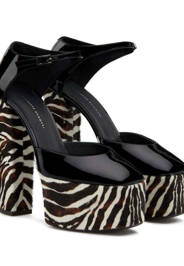 Giuseppe Zanotti Bebe platåsandaler i lackat läder - Svart