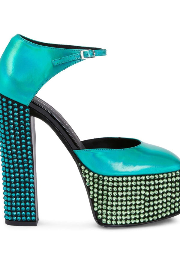 Giuseppe Zanotti Bebe Strass 150 mm pumps med platåsula - Grön