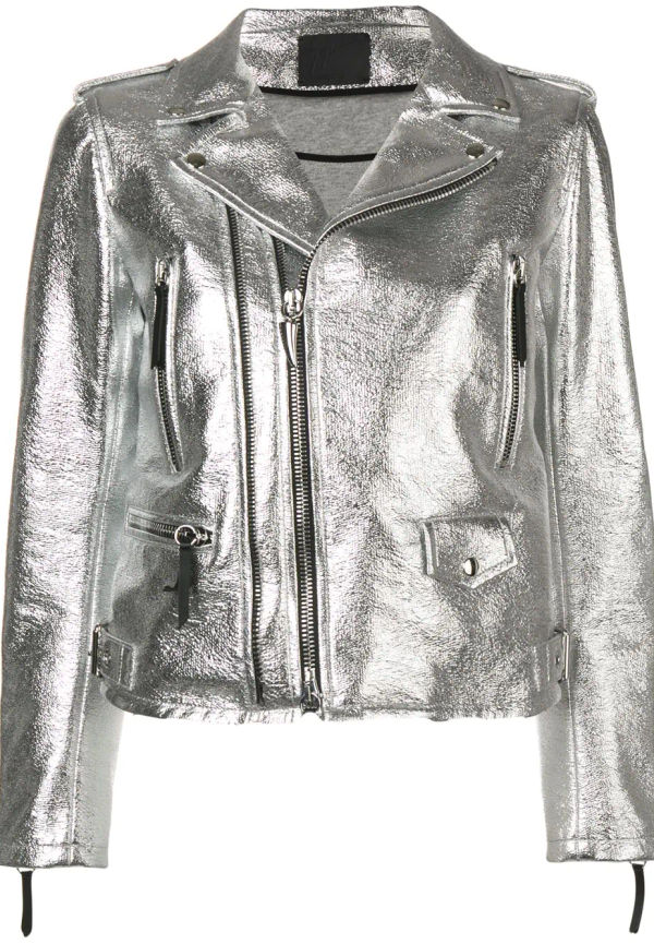 Giuseppe Zanotti Berlyn bikerjacka - Silverfärgad
