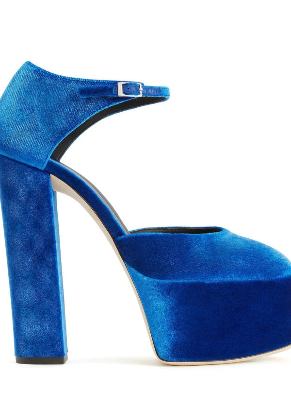 Giuseppe Zanotti Betty platåsandaler i sammet - Blå