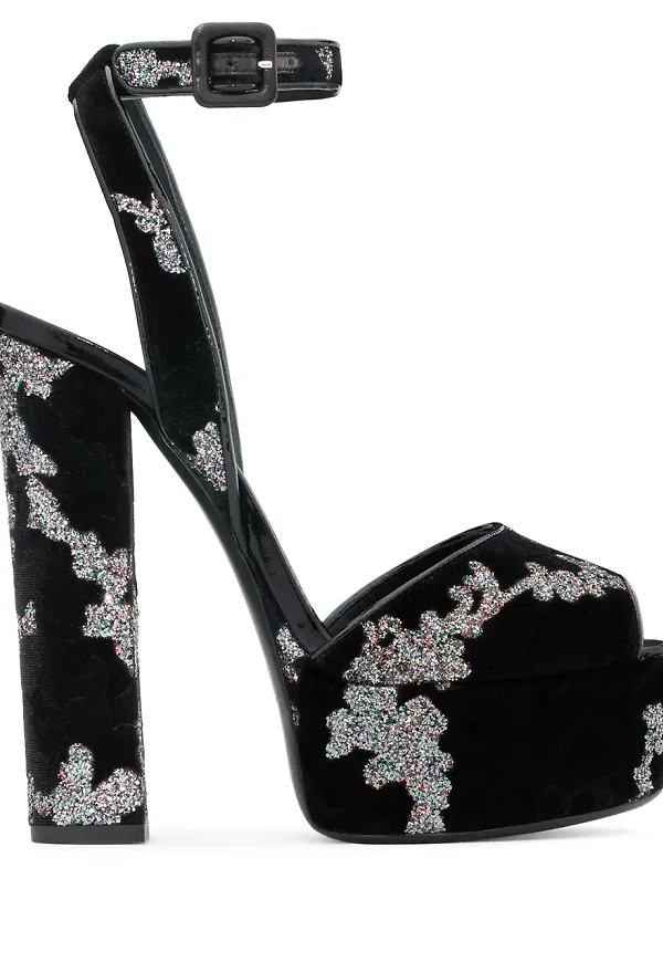 Giuseppe Zanotti Betty platåsandaler i sammet - Svart