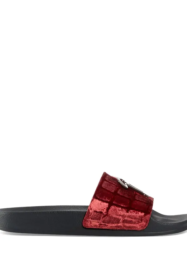 Giuseppe Zanotti Bret tofflor i sammet - Röd