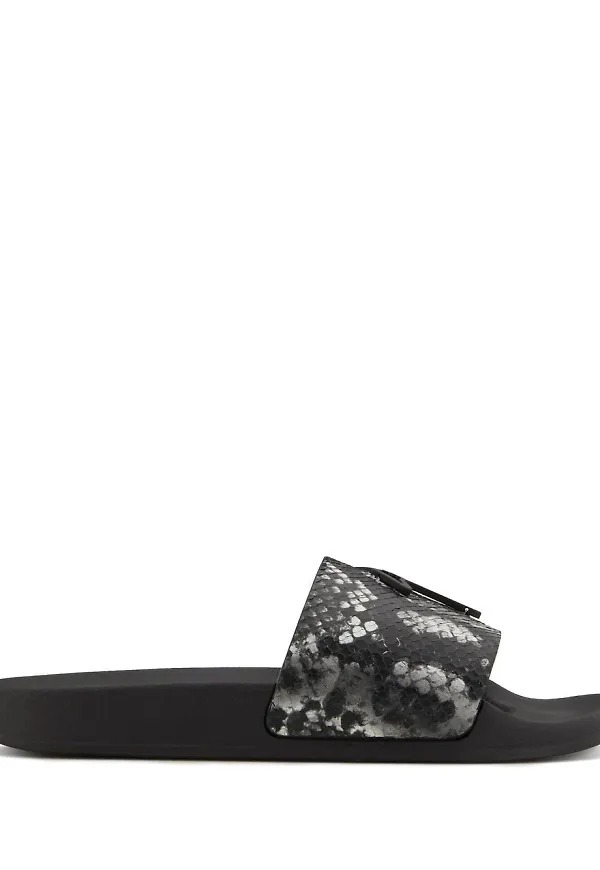 Giuseppe Zanotti Brett tofflor med krokodileffekt - Svart