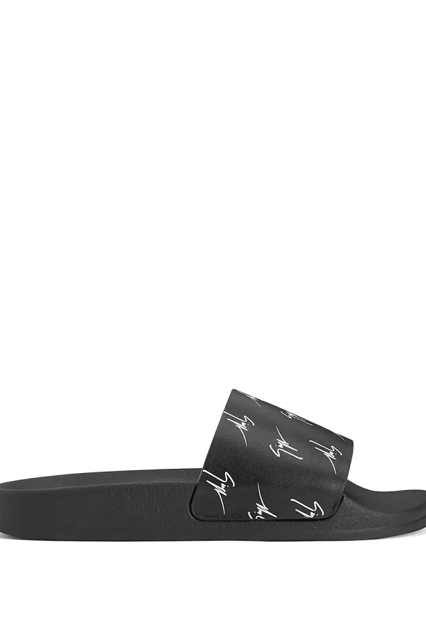 Giuseppe Zanotti Brett tofflor med logotyp - Svart