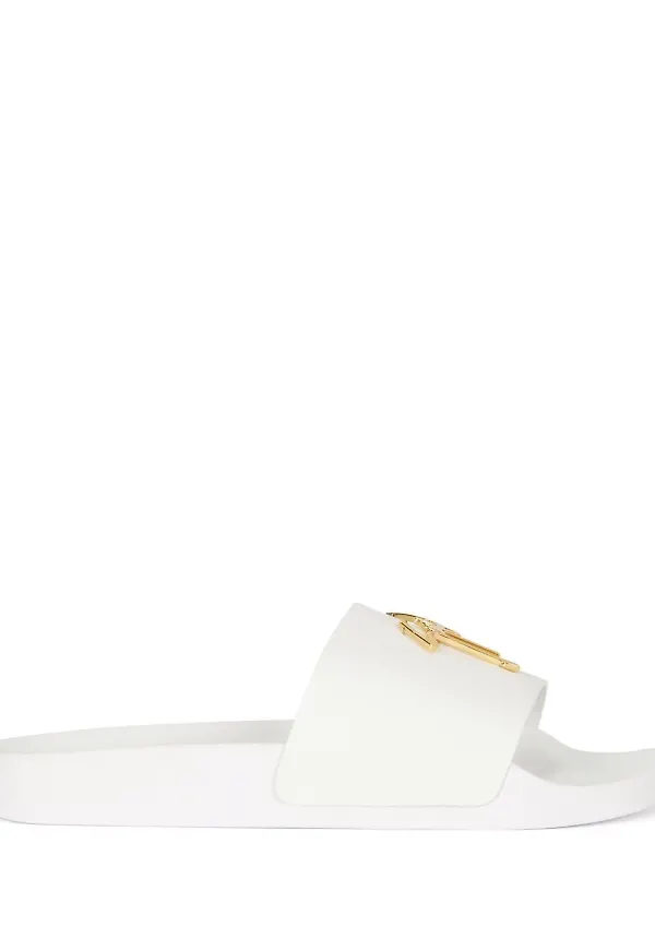 Giuseppe Zanotti Brett tofflor med logotypplakett - Vit