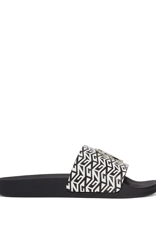 Giuseppe Zanotti Brett tofflor med monogram - Svart