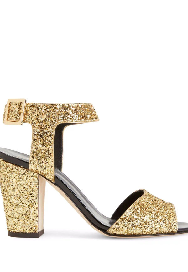 Giuseppe Zanotti Emmanuelle glittriga sandaler med klack - Guldfärgad
