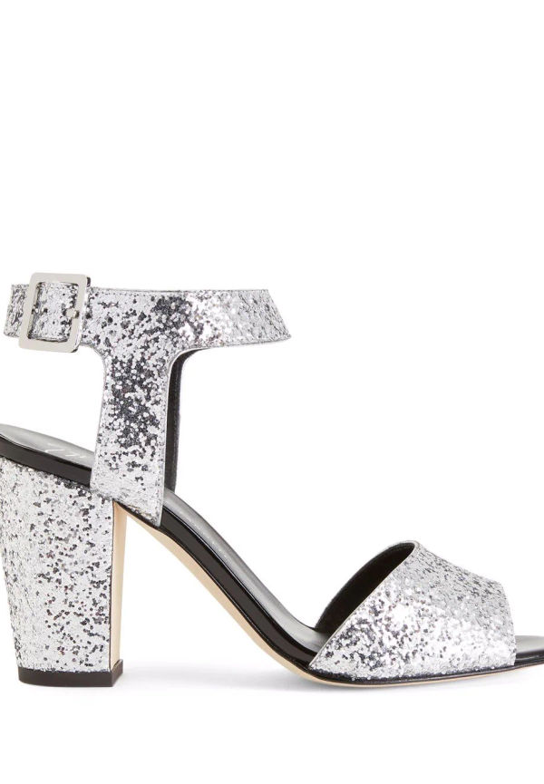 Giuseppe Zanotti Emmanuelle glittriga sandaler med klack - Silverfärgad