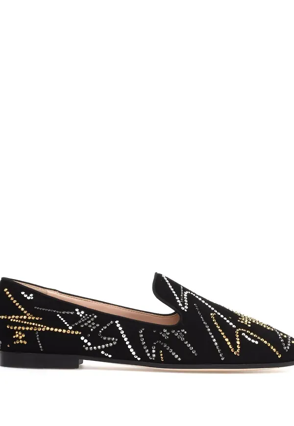 Giuseppe Zanotti G-Glam loafers i mocka - Svart