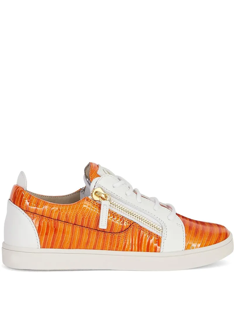Giuseppe Zanotti Gail ormskinnsmönstrade sneakers - Orange