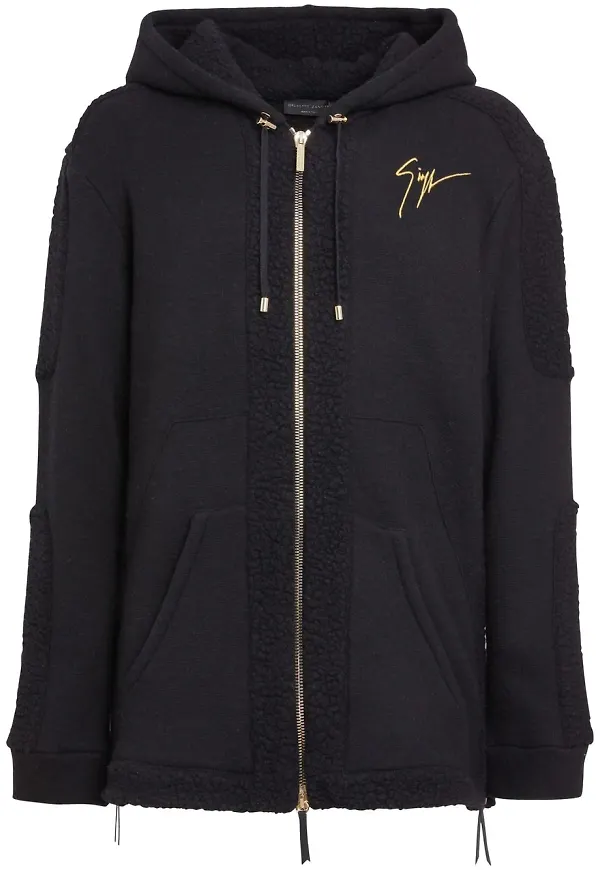 Giuseppe Zanotti hoodie med fårskinnskant - Svart