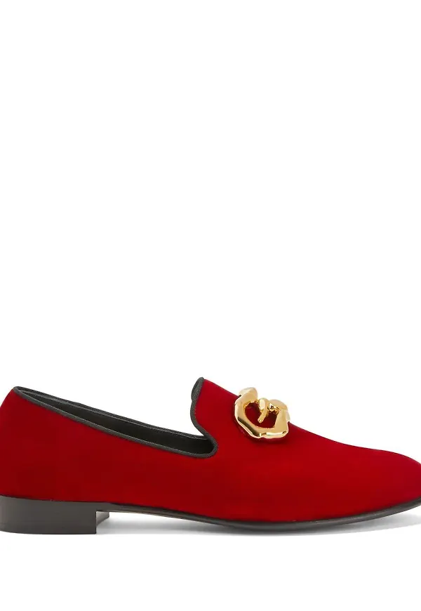 Giuseppe Zanotti Leopoldino sammetsloafers - Röd