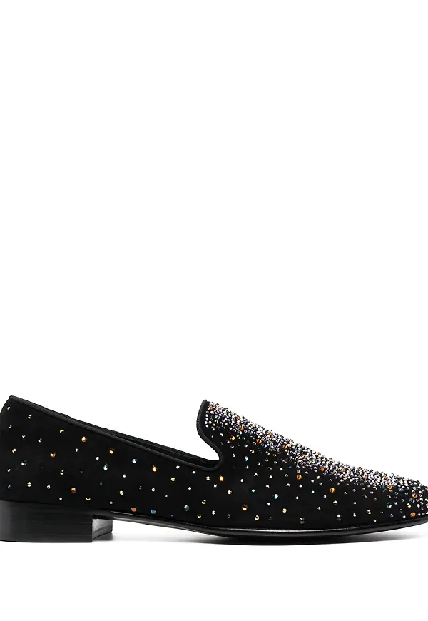 Giuseppe Zanotti läderloafers med strass - Svart